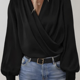 Quinn Blusa Elegante Manga Larga Escote V Colección Premium