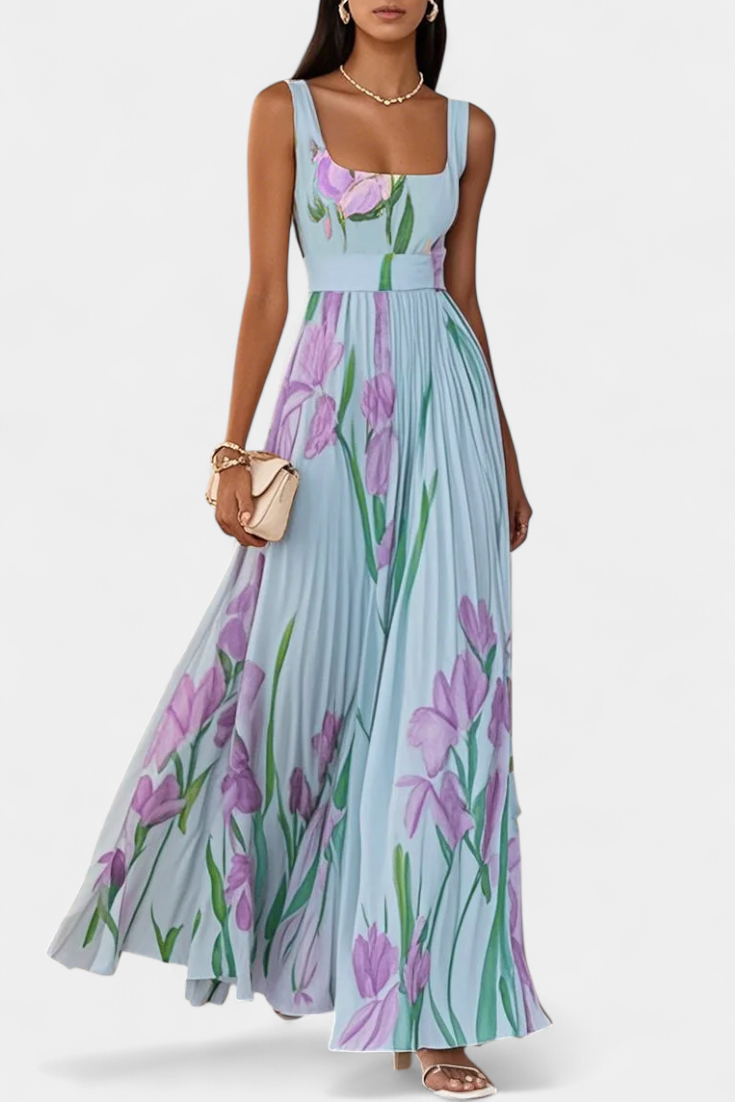 Calanthe Vestido de Chifón Plisado Floral Exclusivo