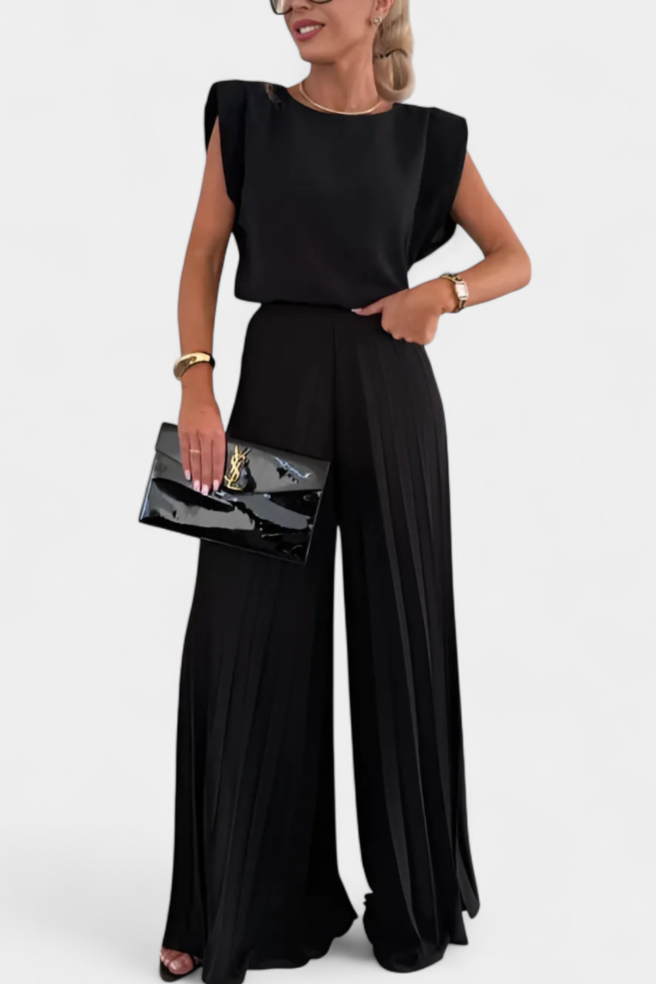 Liora Conjunto Minimalismo Exclusivo Top Pantalón Plisado