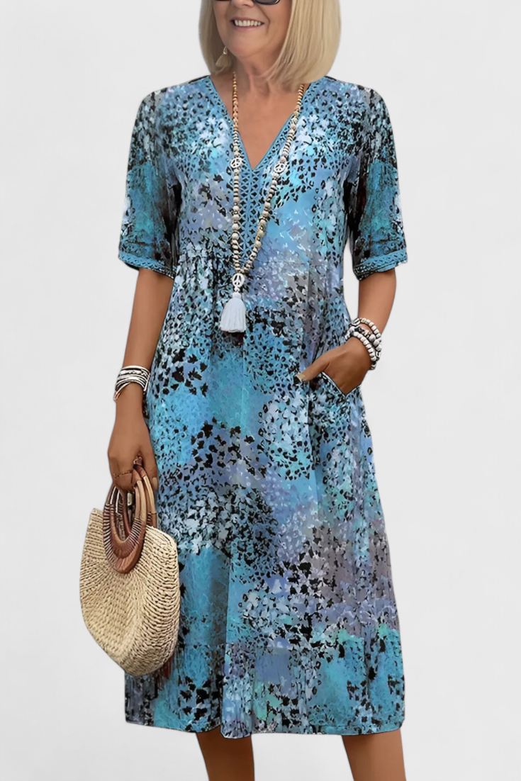Perla Vestido Boho Estampado Floral y Crochet Exclusivo
