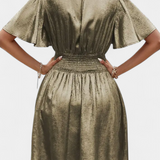 Adalee Vestido Seda Escote V Cintura Cruzada Exclusivo