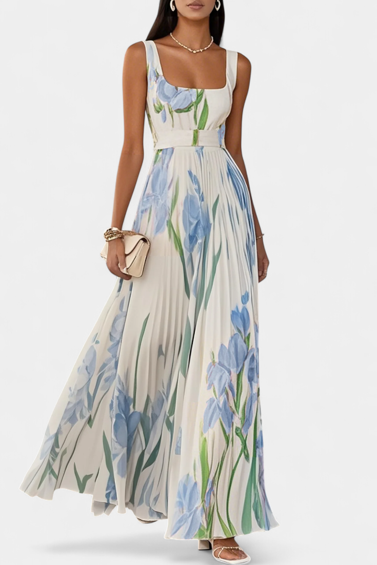 Calanthe Vestido de Chifón Plisado Floral Exclusivo