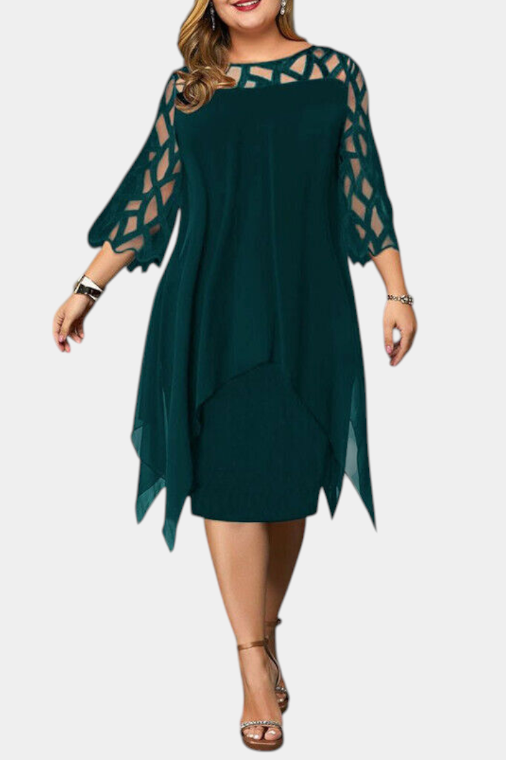 Yana Vestido Exclusivo Talla Grande con Mangas de Encaje