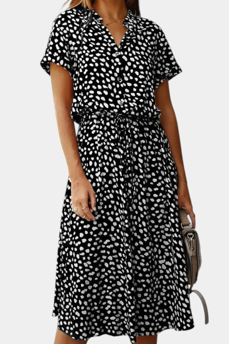 Rovena Vestido Midi Lunares Camisero Colección Exclusiva