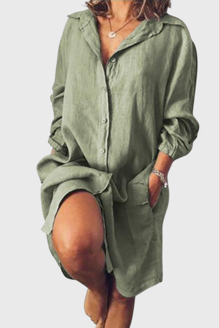 Marlene Vestido Camisa De Lino Longline Colección Exclusiva