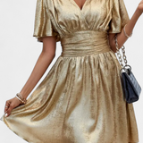 Adalee Vestido Seda Escote V Cintura Cruzada Exclusivo