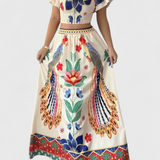Itzel Conjunto Nido de Abeja Estampado Étnico Selecto
