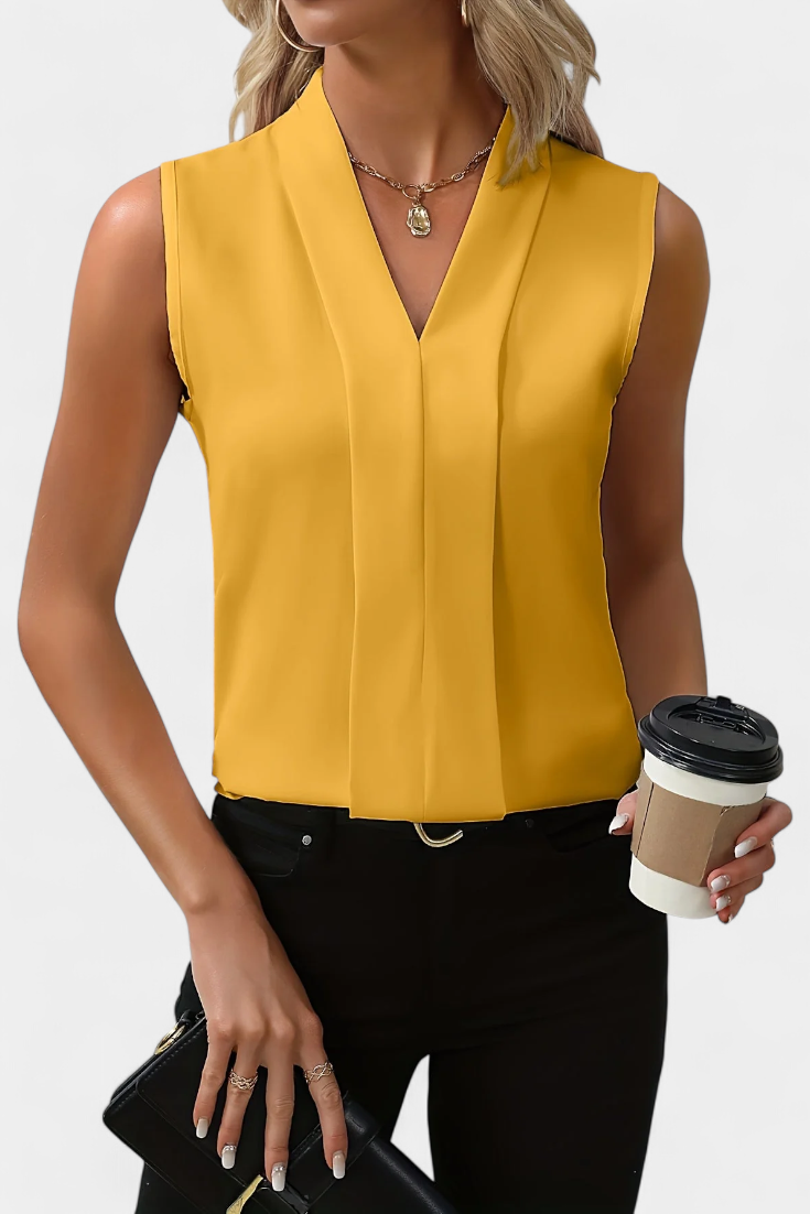 Nele Blusa Sin Mangas Escote V Silueta Fluida Colección Lujo