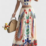 Itzel Conjunto Nido de Abeja Estampado Étnico Selecto
