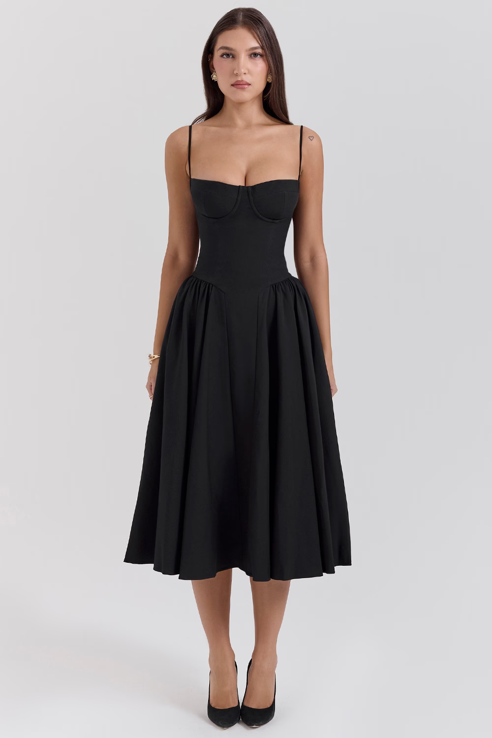 Felicity Vestido Midi Corsé Sin Mangas Colección Exclusiva