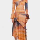 Agentha Falda Larga Asimétrica Colección Tie Dye Exclusiva