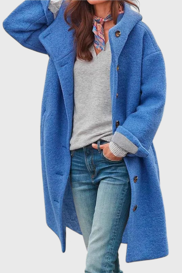 Penélope Abrigo Invierno Capucha Tejido Grueso Exclusiva
