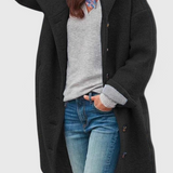 Penélope Abrigo Invierno Capucha Tejido Grueso Exclusiva
