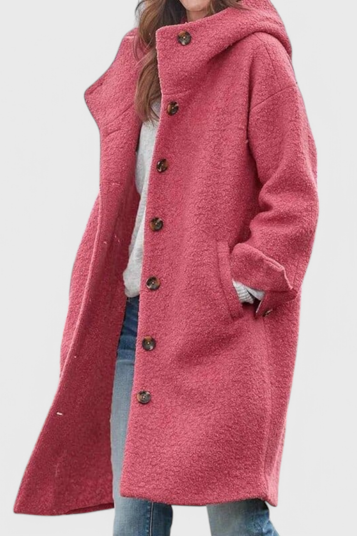 Penélope Abrigo Invierno Capucha Tejido Grueso Exclusiva