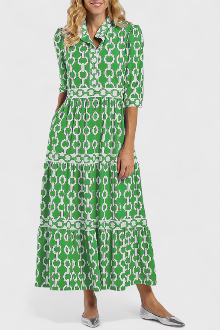 Casilda Vestido Midi Estampado De Cadenas Exclusivo