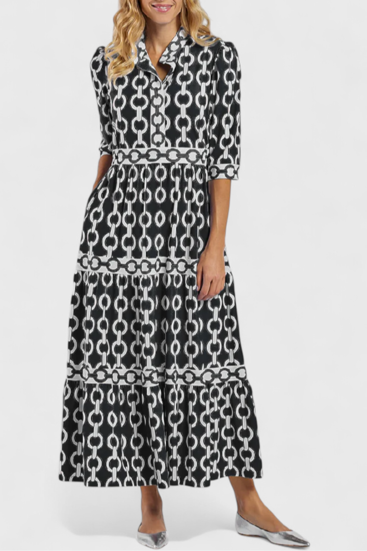 Casilda Vestido Midi Estampado De Cadenas Exclusivo