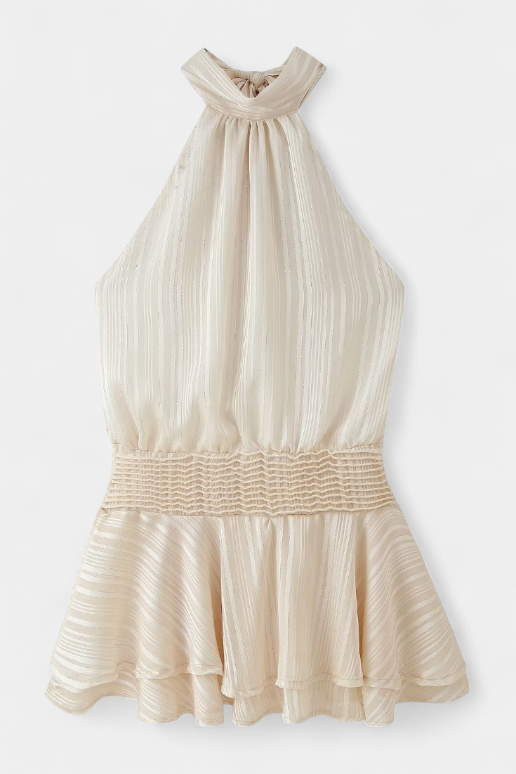 Azucena Vestido Mini Espalda Abierta Cintura Plisada Elite