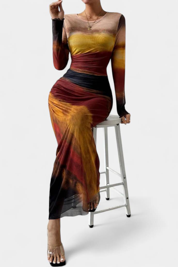 Galene Vestido Midi Ajustado Con Capa Colección Couture
