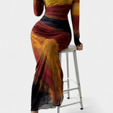 Galene Vestido Midi Ajustado Con Capa Colección Couture