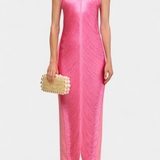 Jianna Vestido Halter con Flecos Metálicos Dorados Exclusivo