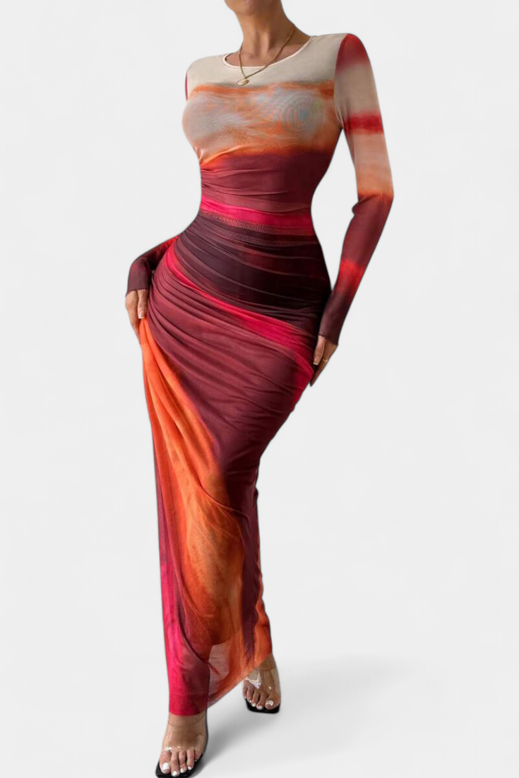 Galene Vestido Midi Ajustado Con Capa Colección Couture
