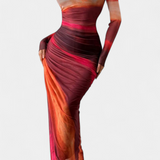 Galene Vestido Midi Ajustado Con Capa Colección Couture