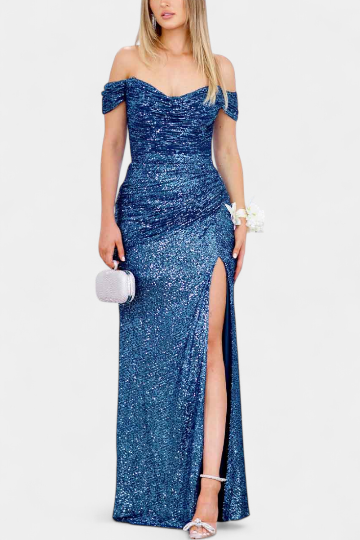 Molinas Vestido de Sirena Off Shoulder Lentejuelas Limitada