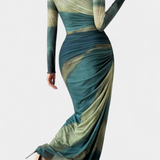 Galene Vestido Midi Ajustado Con Capa Colección Couture