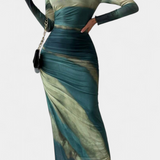 Galene Vestido Midi Ajustado Con Capa Colección Couture