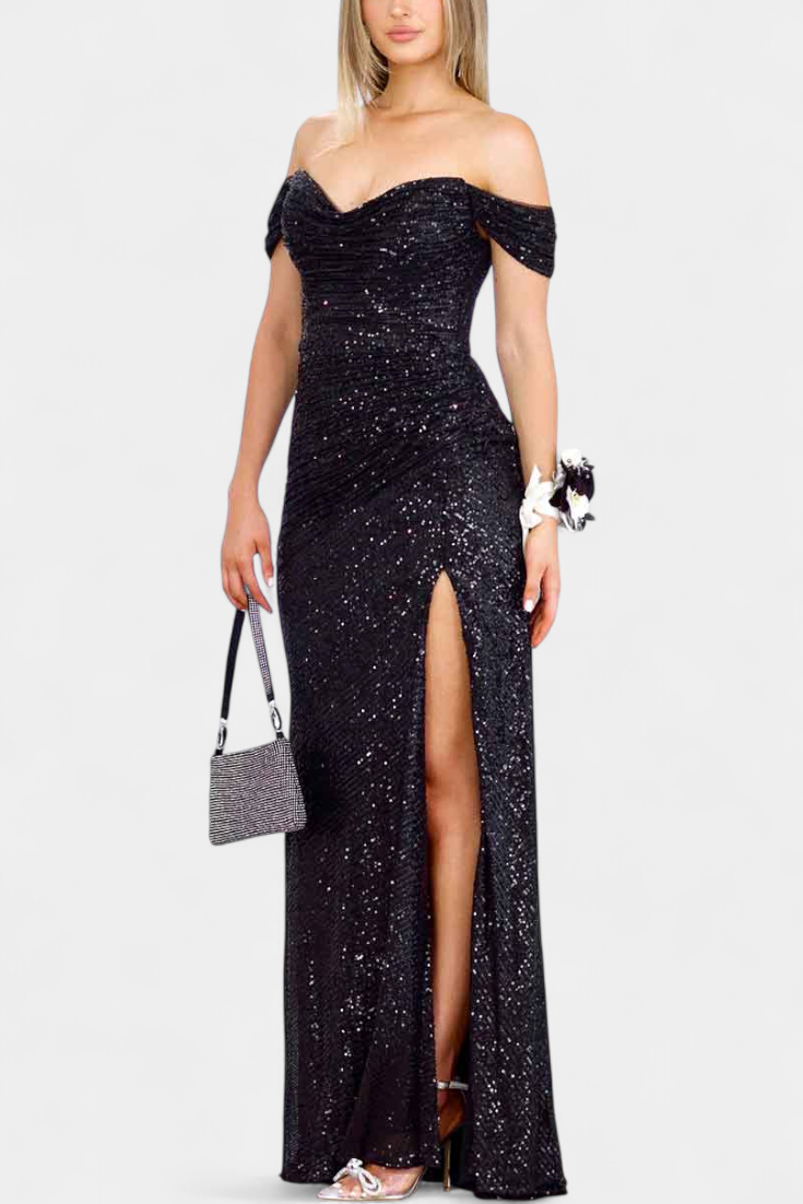 Molinas Vestido de Sirena Off Shoulder Lentejuelas Limitada