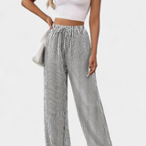 Sabina Pantalón Recto Rayado Cintura Ajustable Exclusivo