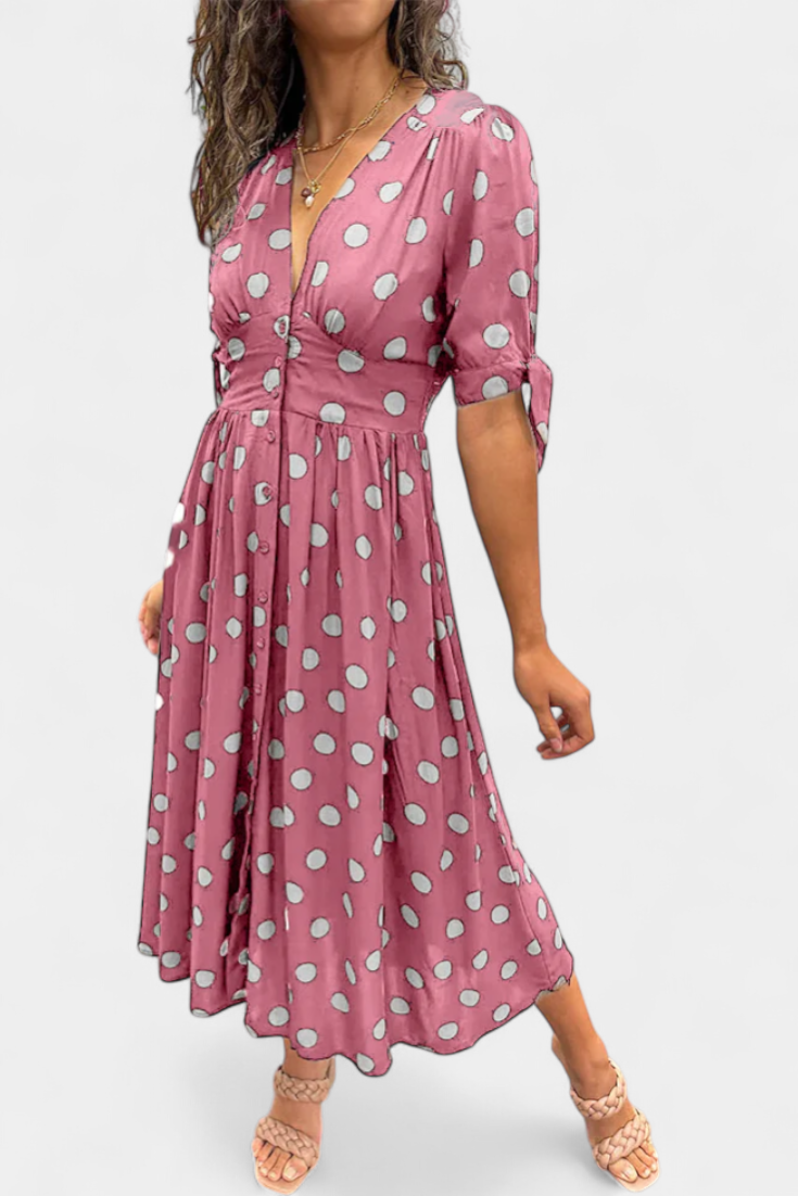 Lizzie Vestido Midi Colección Lunares Exclusiva Elegante