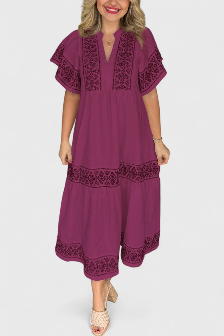Allona Vestido Maxi Boho Colección Exclusiva Escote V