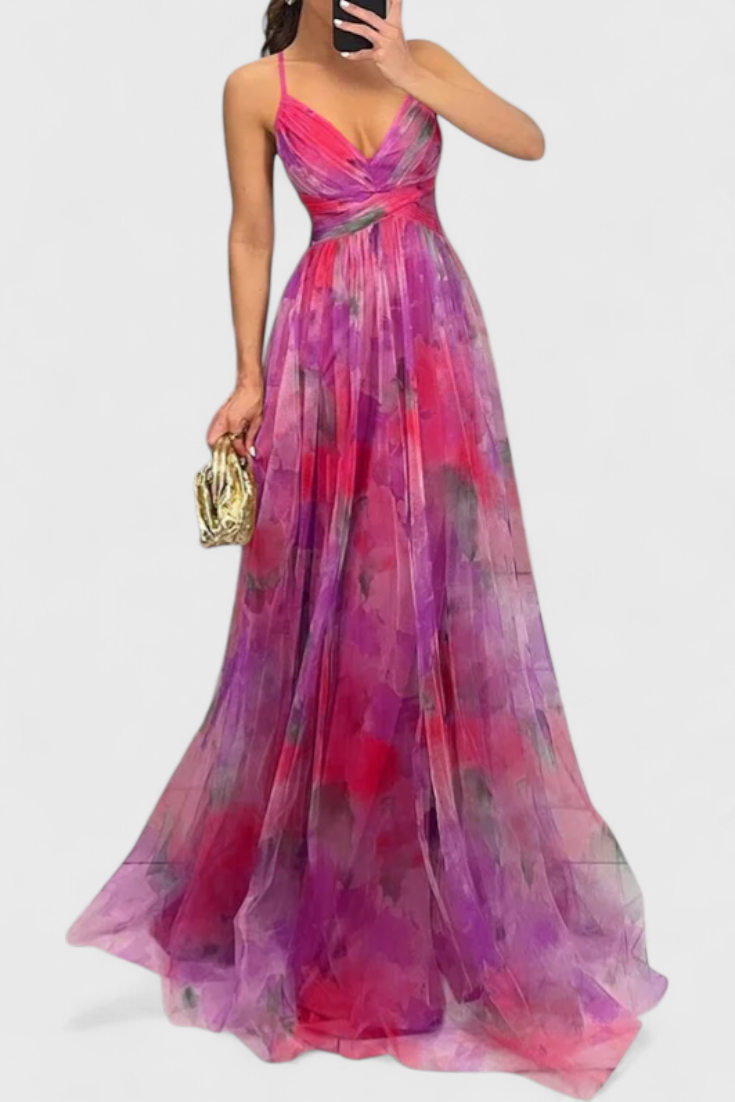 Ingrid Vestido Maxi Floral Con Escote En V Exclusivo