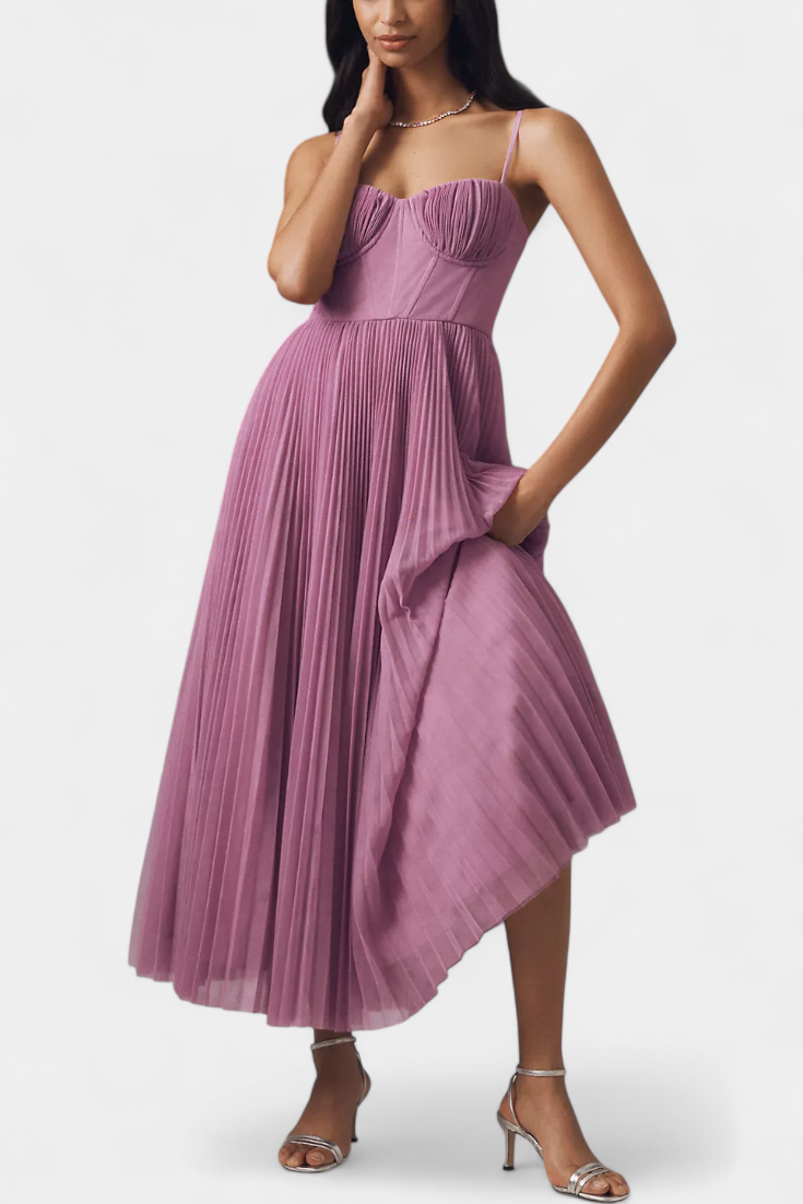 Ottilie Vestido Chiffon Plisado Corsé Esculpido Colección