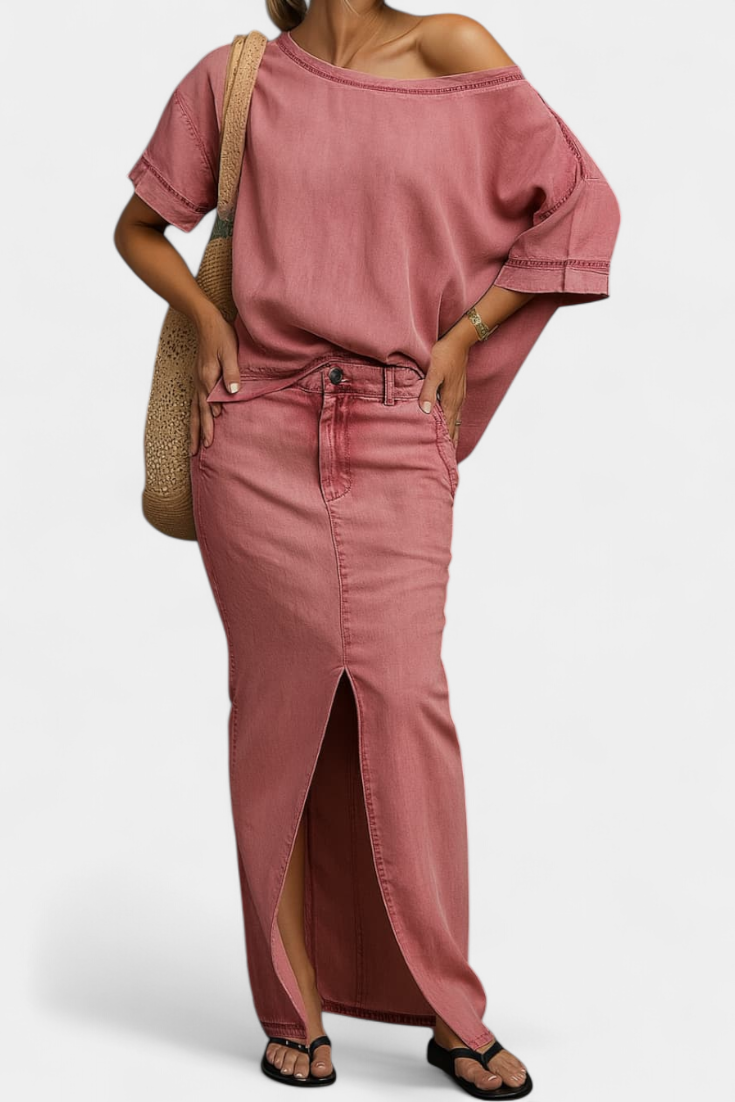 Apolonia Conjunto Vaquero Asimétrico Denim Exclusivo