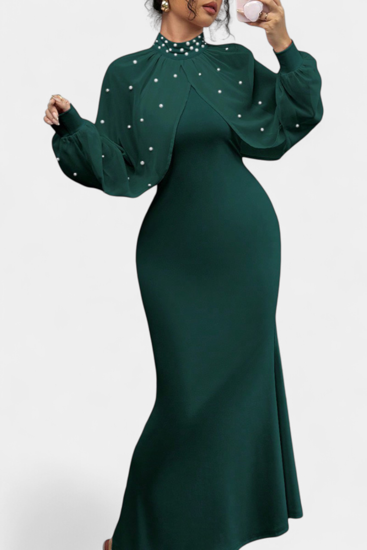 Atenea Vestido Halter De Malla Con Mostacillas Exclusivas