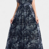 Mariana Vestido Largo Chifón Floral Aireado Exclusivo