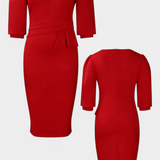 Reanna Vestido Midi Ajustado Con Mangas Abullonadas Luxe