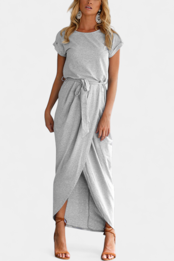 Clarissa Vestido Midi Envolvente Abertura Lateral Exclusivo