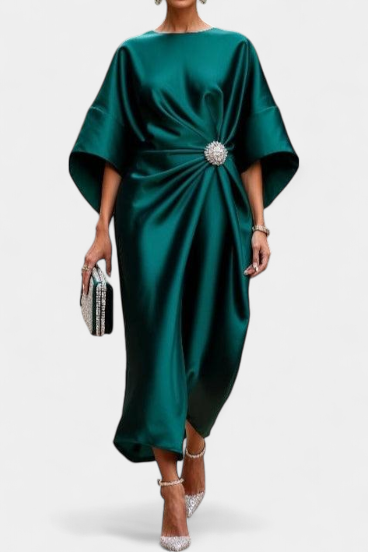Ubelia Vestido Largo Satén Brillo Luxe Colección Exclusiva