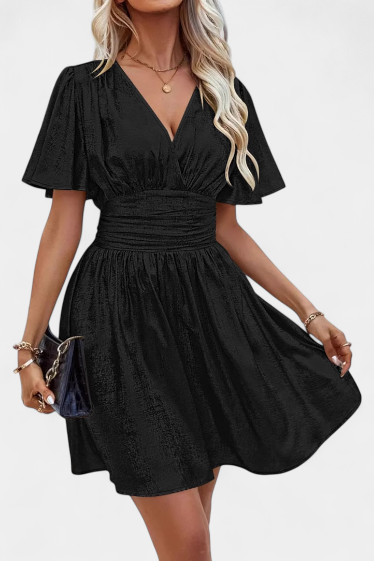 Adalee Vestido Seda Escote V Cintura Cruzada Exclusivo