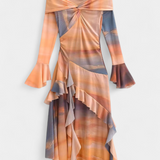 Agentha Falda Larga Asimétrica Colección Tie Dye Exclusiva