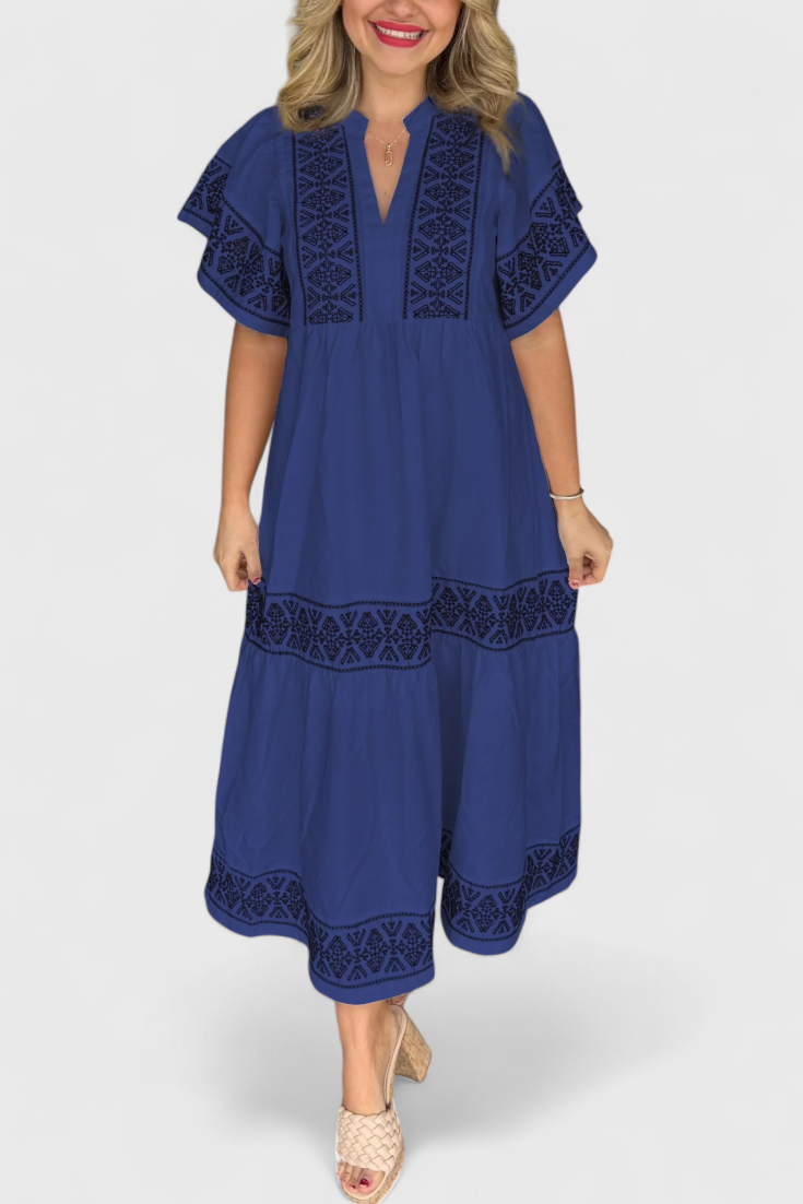 Allona Vestido Maxi Boho Colección Exclusiva Escote V
