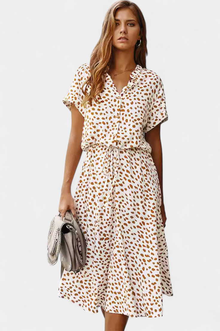 Rovena Vestido Midi Lunares Camisero Colección Exclusiva