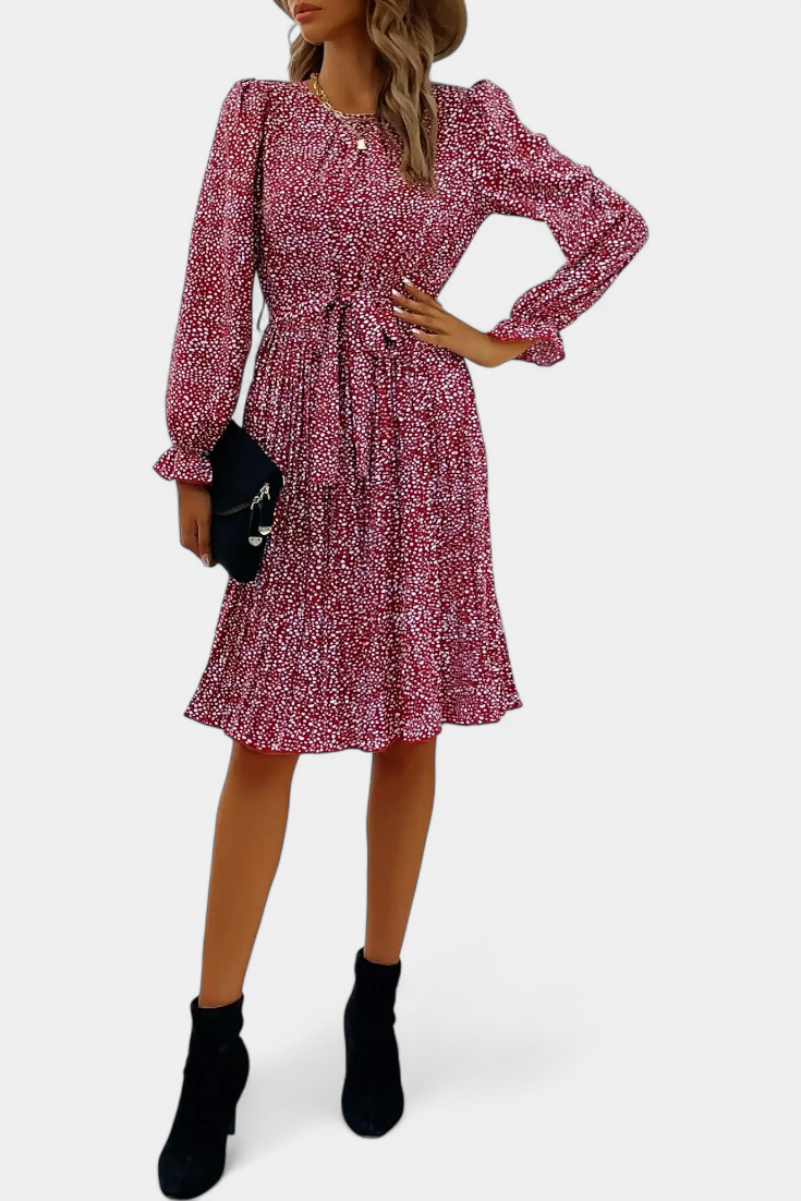 Evabeth Vestido Midi Plisado Leopardo Edicion Limitada