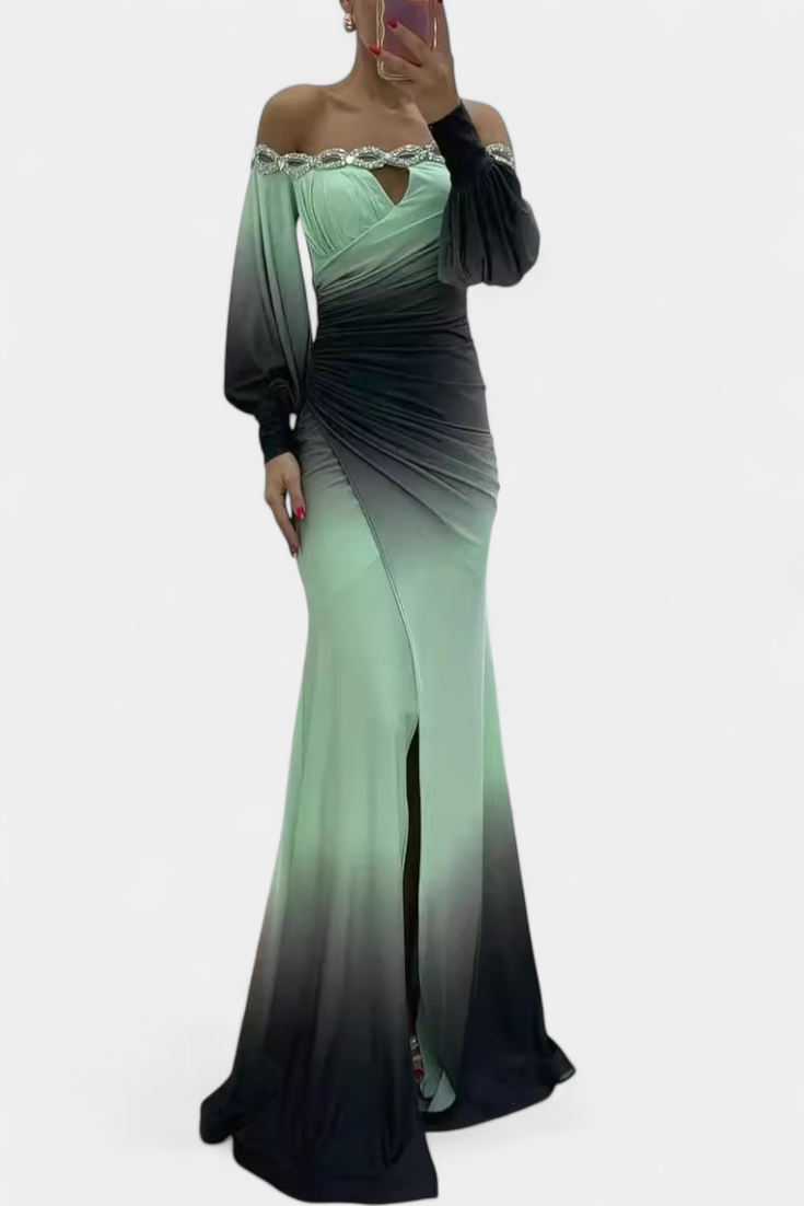 Julitta Vestido Maxi Ombre Hombros Descubiertos Exclusivo