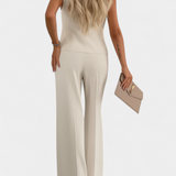 Paloma Seda Conjunto Blusa Sin Mangas Pantalón Exclusivo