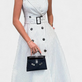 Diana Vestido Camisero Midi Rayas Cintura Anudada Privé