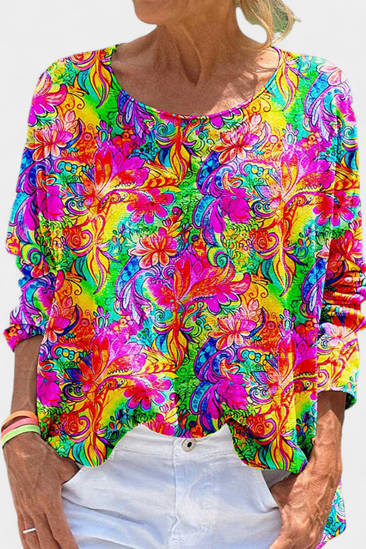 Omari Blusa Holgada Estampado Bohemio Retro Exclusiva